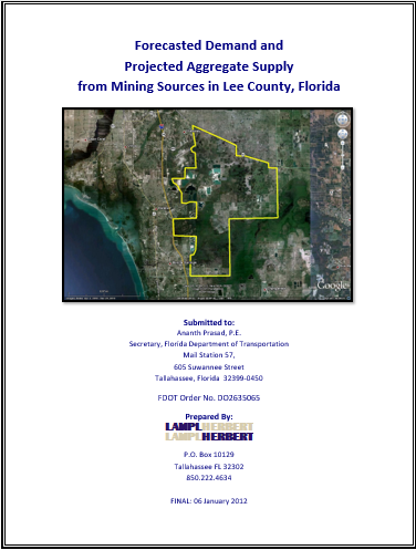 Forecasted Demand and Projected Aggregate Supply from Mining Sources in Lee County, Florida