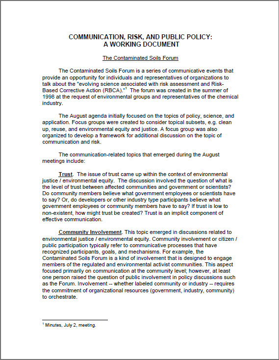 Communication, Risk and Public Policy research